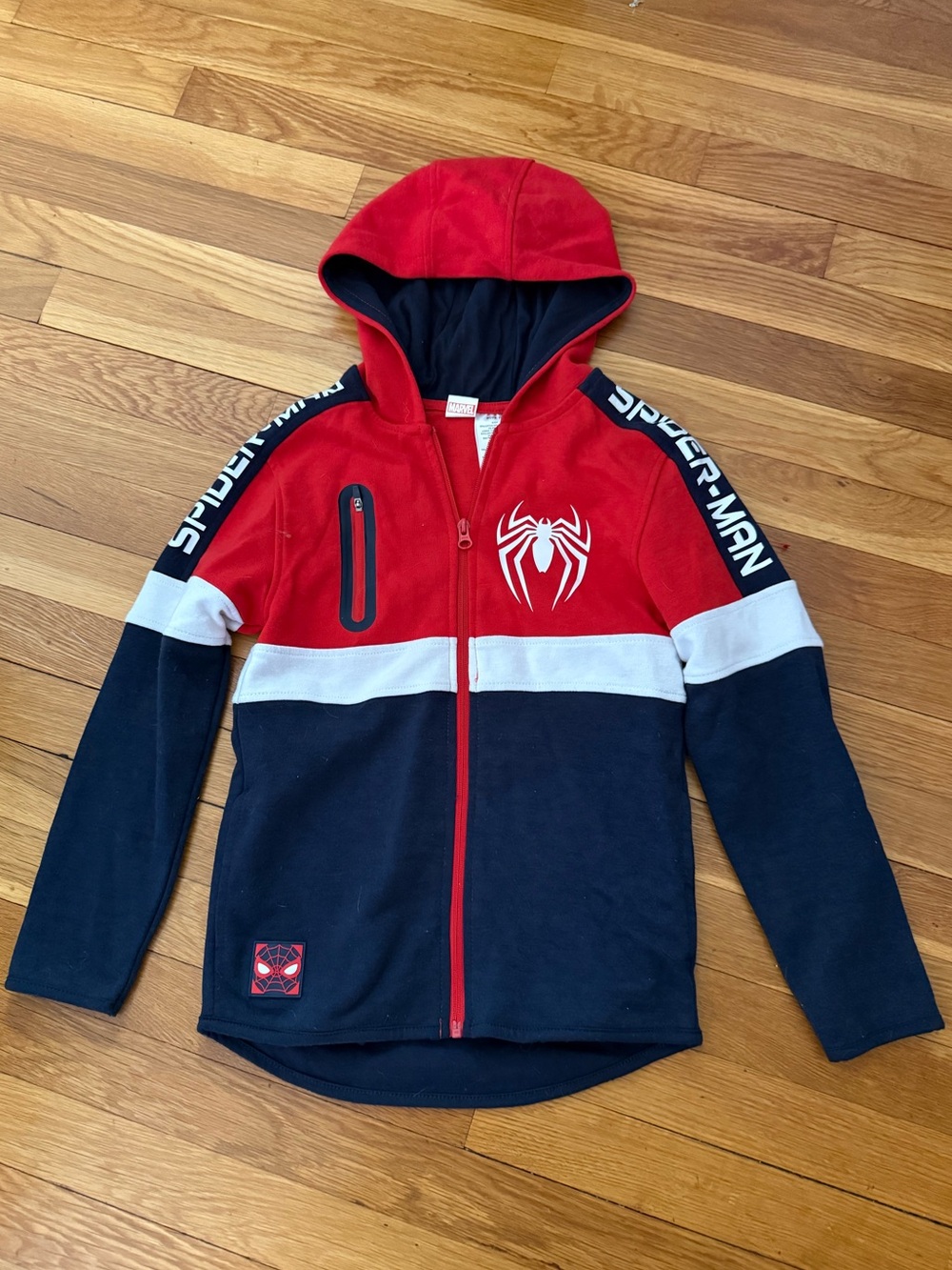 MARVEL Spider-Man Boys’ 7-8Y Zip-Front Hooded Jacket